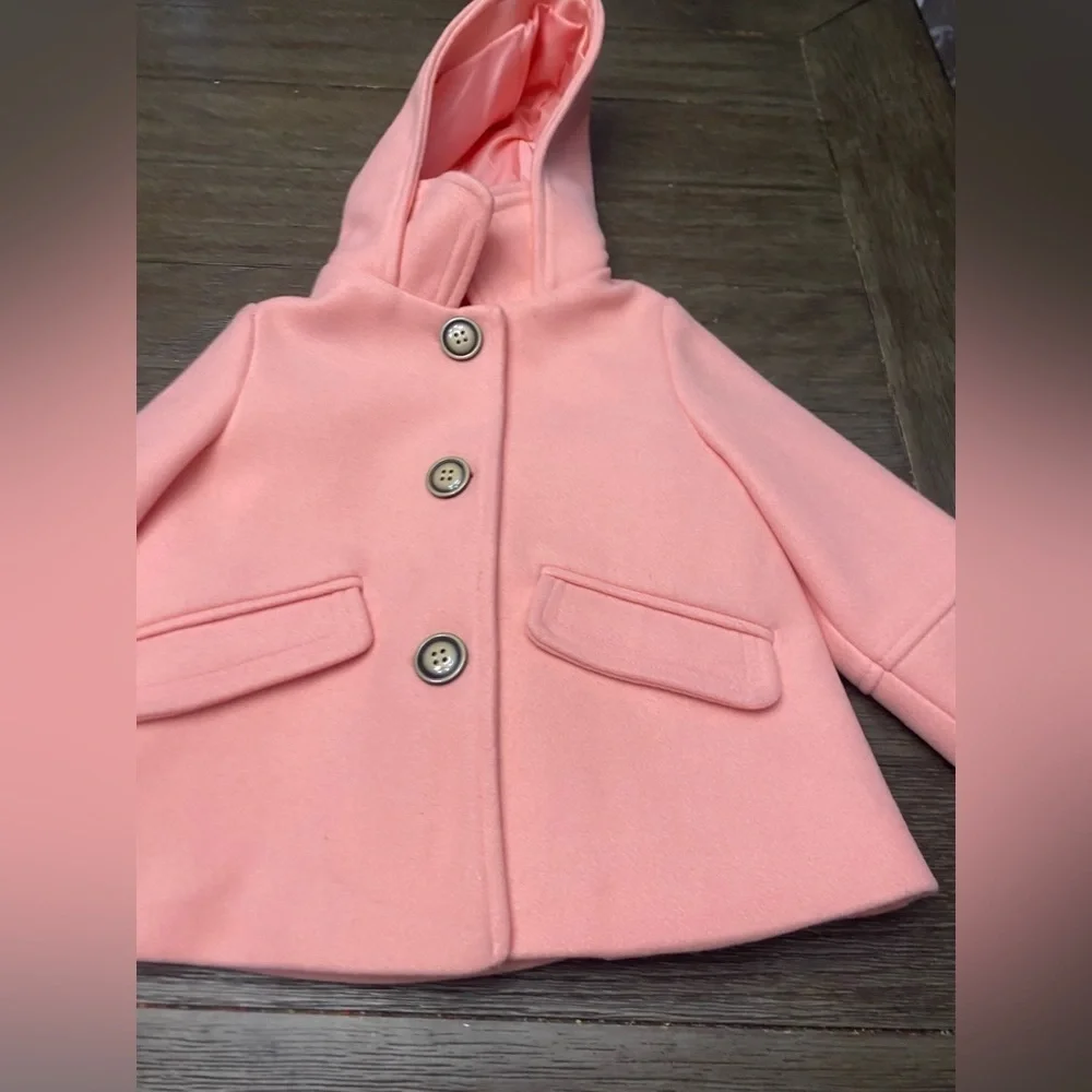 Girls Button Formal Coat Toddler Kids Hooded Woolen Jacket Fall Winter Outwear